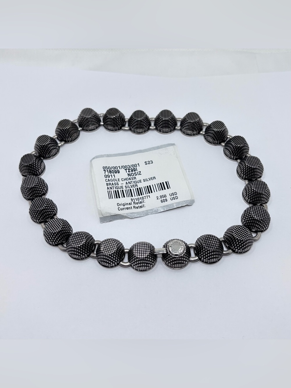 Balenciaga Silver Cagole Choker Necklace